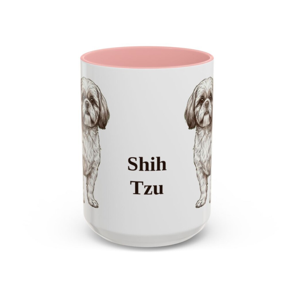 15oz Shih Tzu Mug, Pink, front view