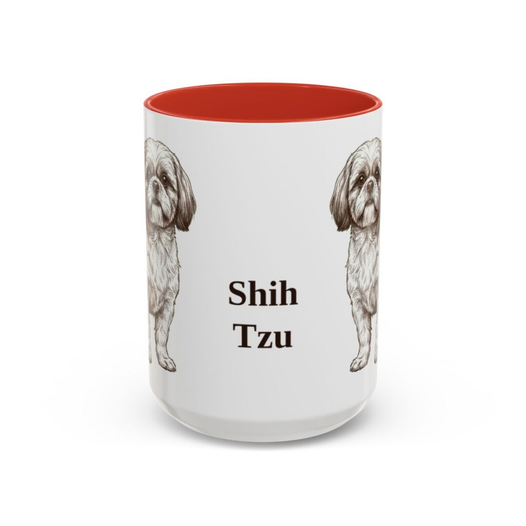 15oz Shih Tzu Mug, Red, front view