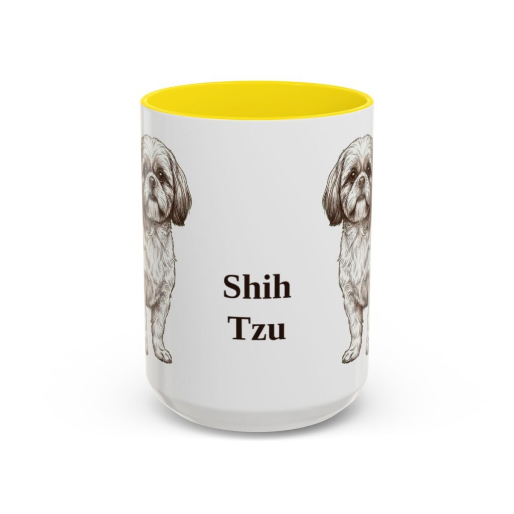 15oz Shih Tzu Mug, Yellow, front view