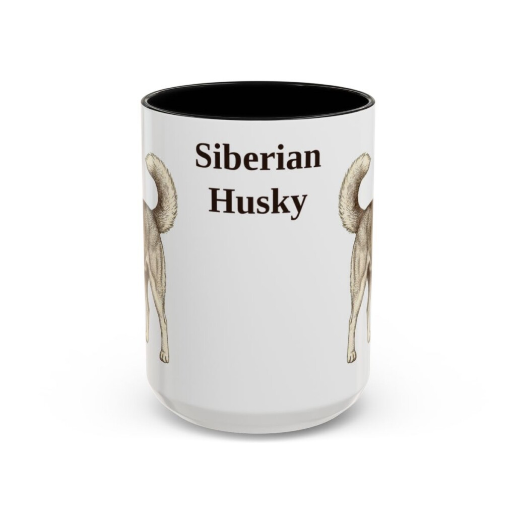 15oz Siberian Husky Mug, Black, front view