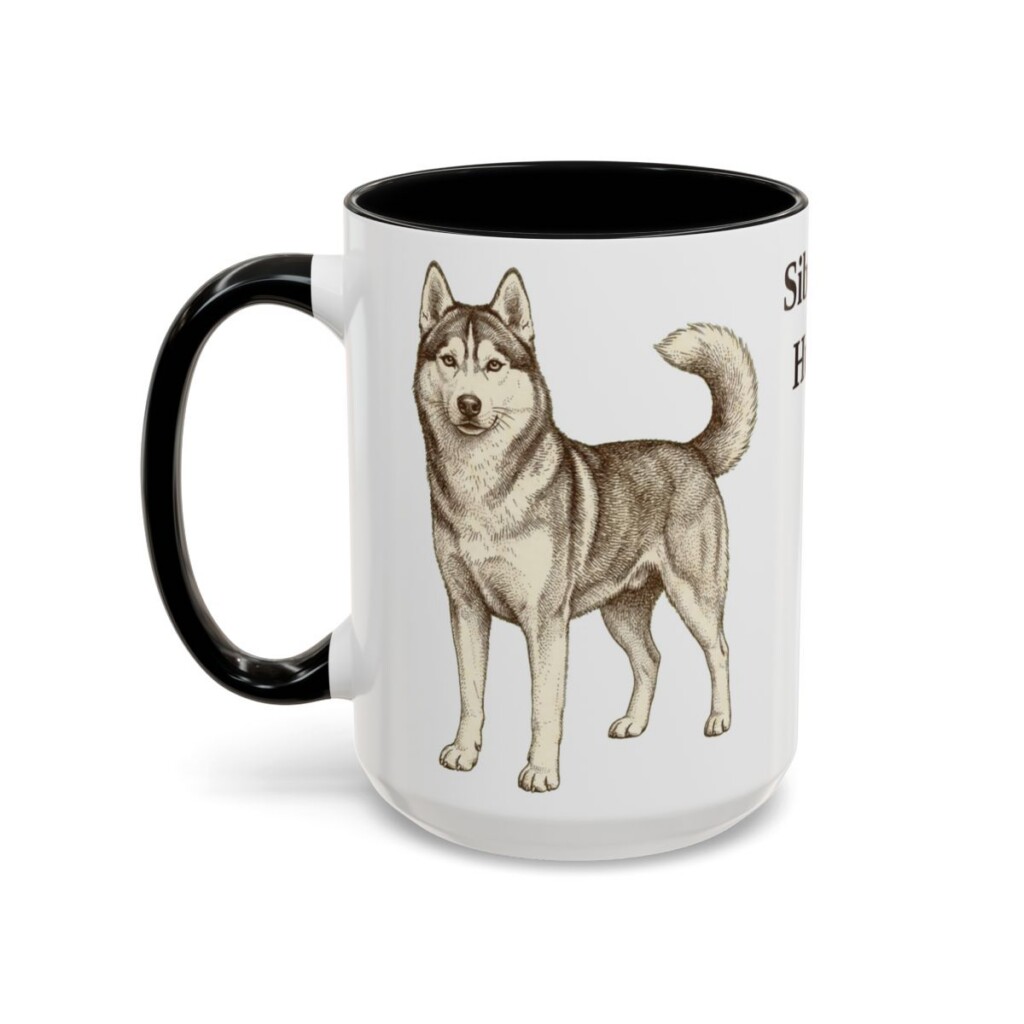 15oz Siberian Husky Mug, Black, left side view
