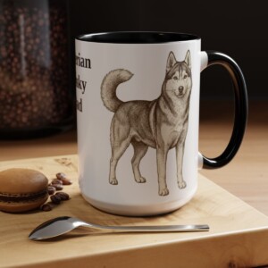 15oz Siberian Husky Dog Dad Mug, Black, lifestyle photo