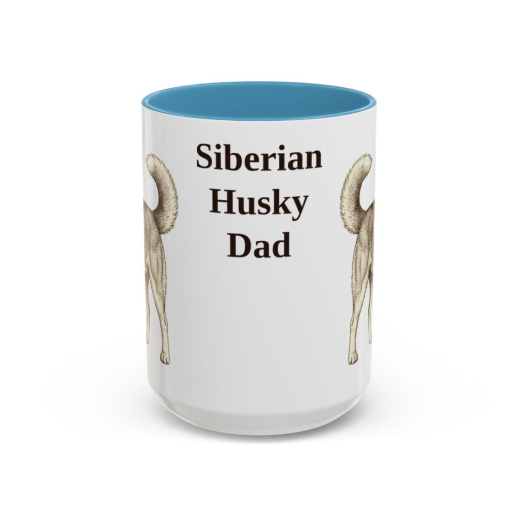 15oz-siberian-husky-mug-dad-light-blue 15oz Siberian Husky Dog Dad Mug, Light Blue, front view