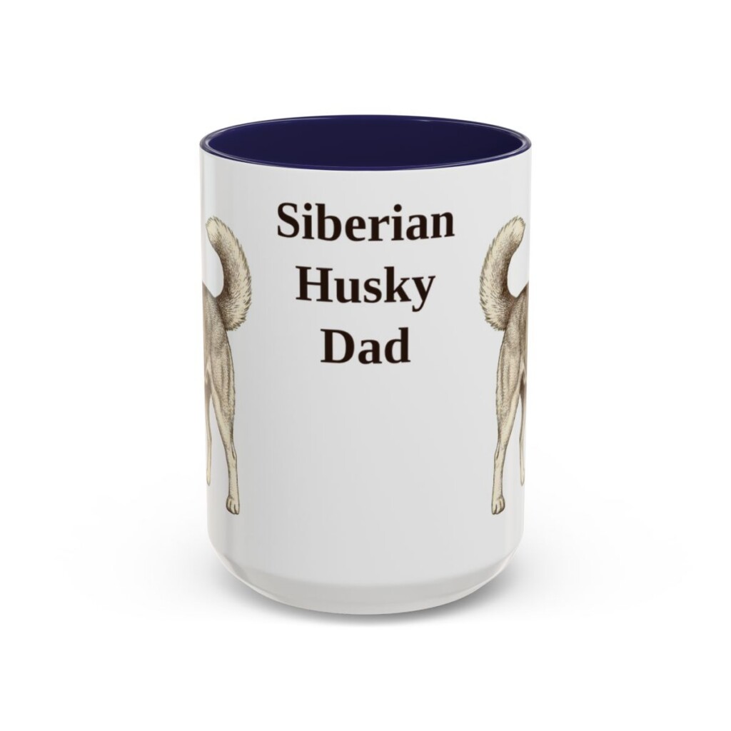 15oz-siberian-husky-mug-dad-navy 15oz Siberian Husky Dog Dad Mug, Navy, front view
