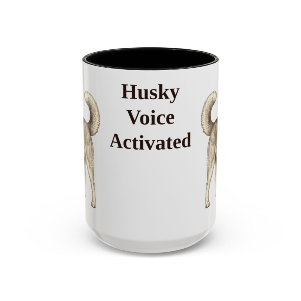 15oz Funny Siberian Husky Mug, Black, front view
