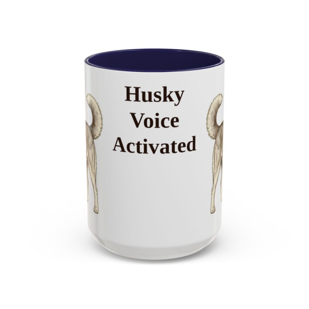 15oz Funny Siberian Husky Mug, Navy, front view