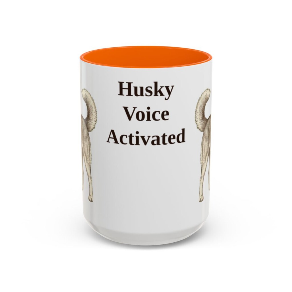 15oz Funny Siberian Husky Mug, Orange, front view
