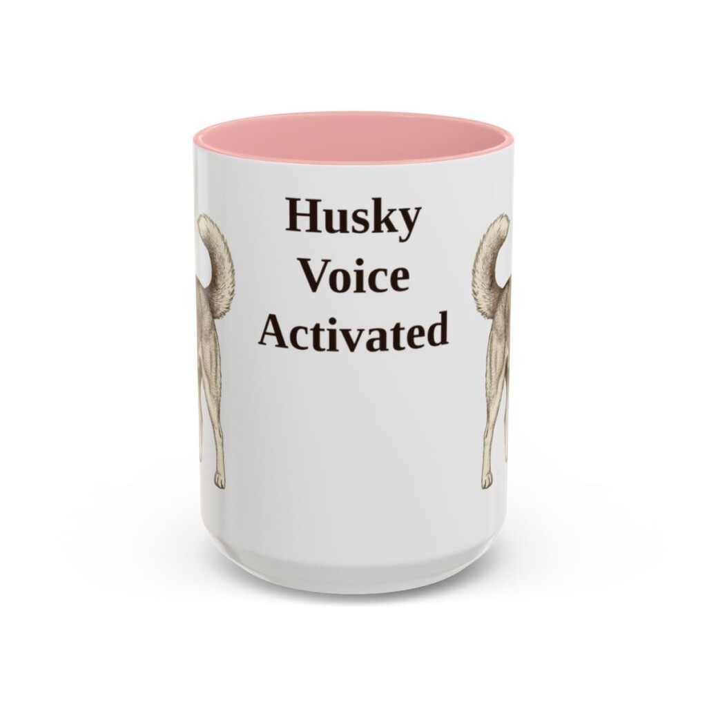 15oz Funny Siberian Husky Mug, Pink, front view