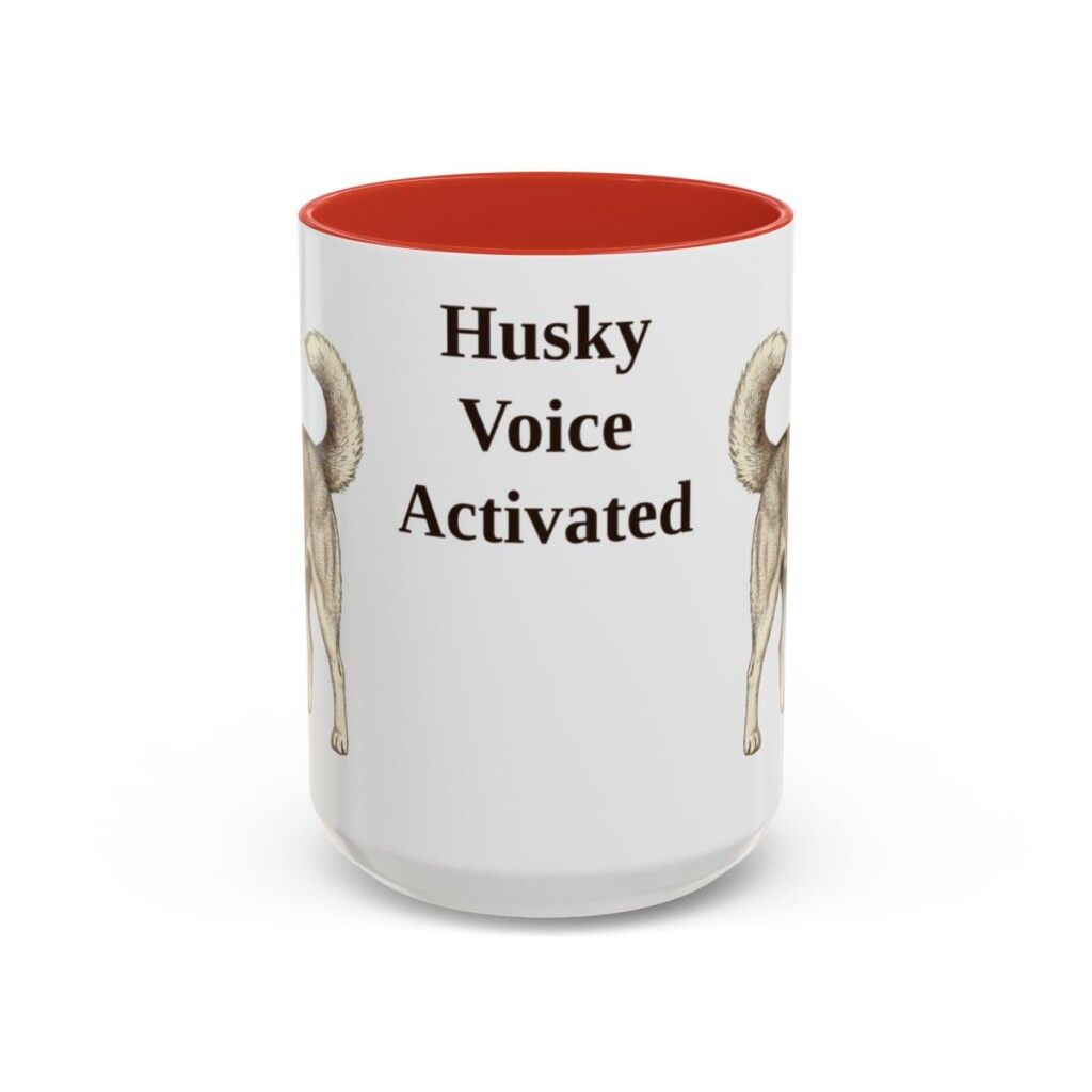 15oz Funny Siberian Husky Mug, Red, front view