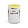15oz Funny Siberian Husky Mug, Yellow, front view