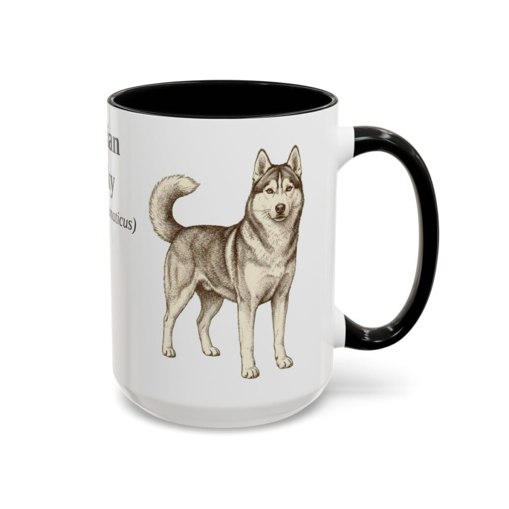 15oz Siberian Husky Latin Mug, Black, right side view