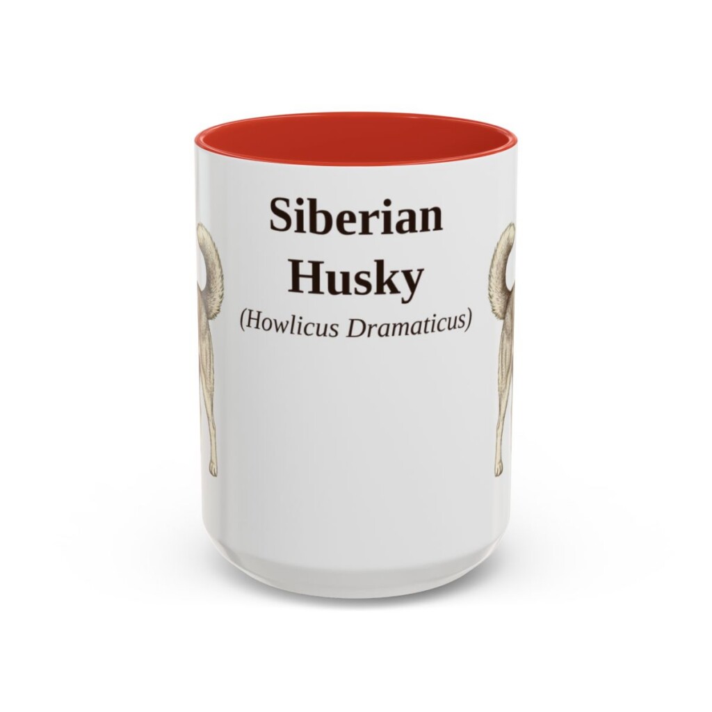 15oz Siberian Husky Latin Mug, Red, front view