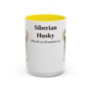 15oz Siberian Husky Latin Mug, Yellow, front view