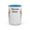 15oz Siberian Husky Mug, Light Blue, front view