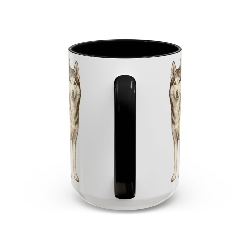 15oz Siberian Husky Dog Mom Mug, Black, back view
