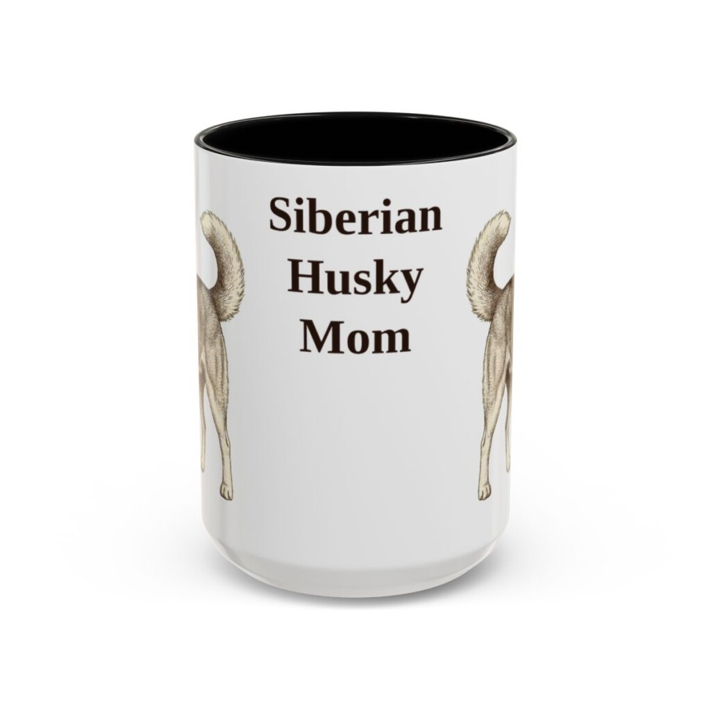 15oz Siberian Husky Dog Mom Mug, Black, front view