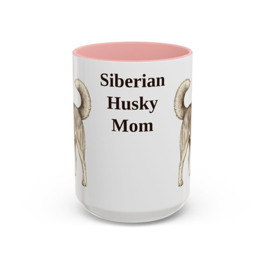 15oz Siberian Husky Dog Mom Mug, Pink, front view
