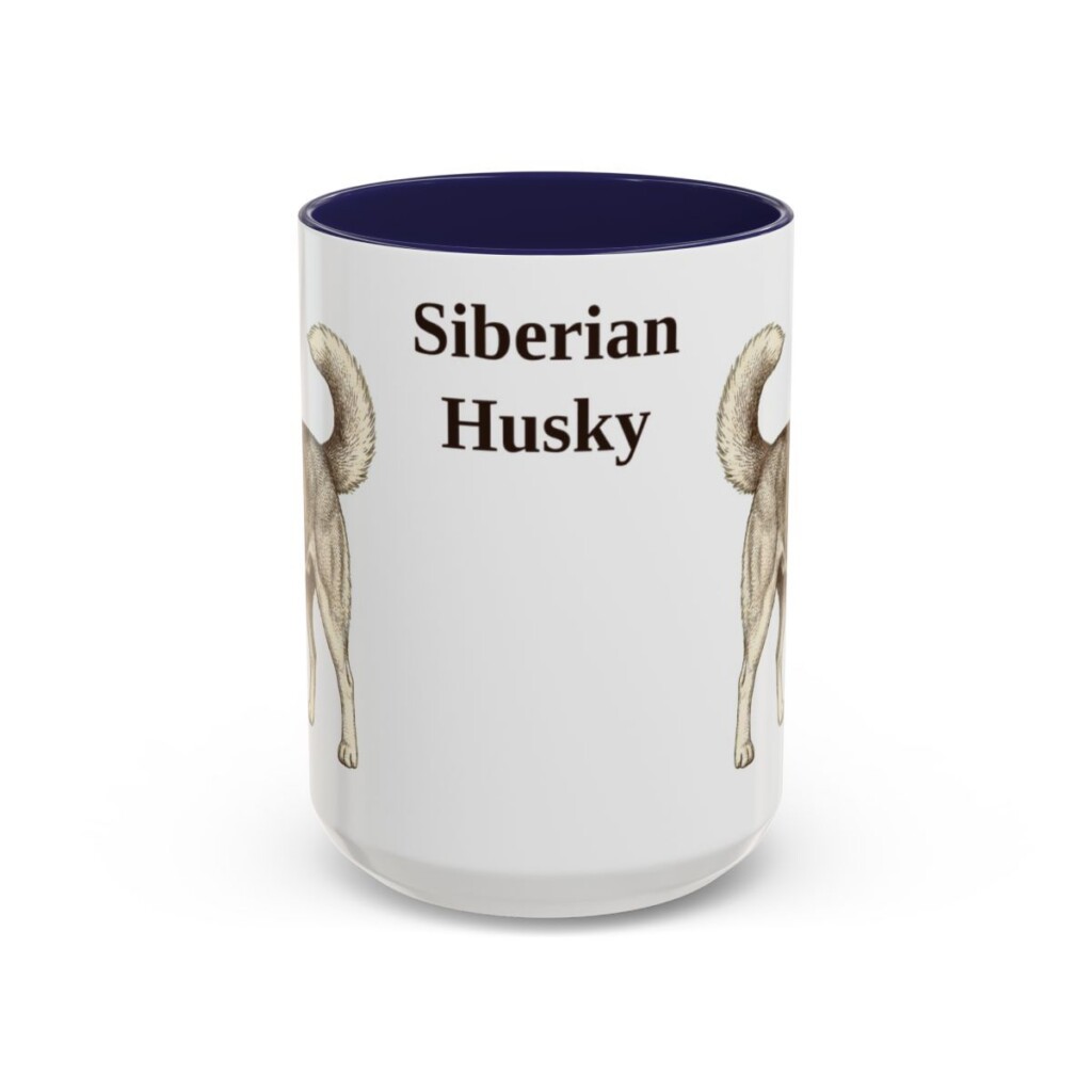 15oz Siberian Husky Mug, Navy, front view