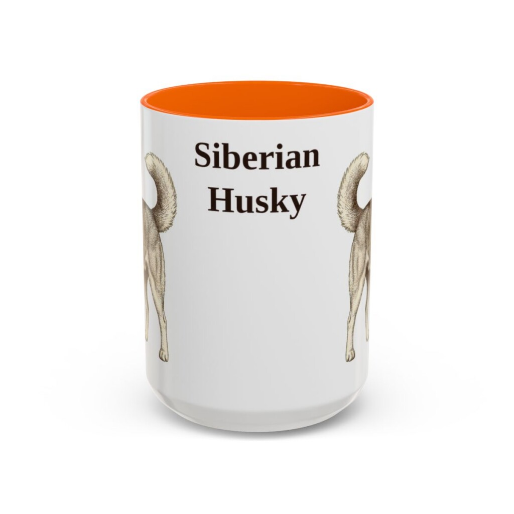 15oz Siberian Husky Mug, Orange, front view