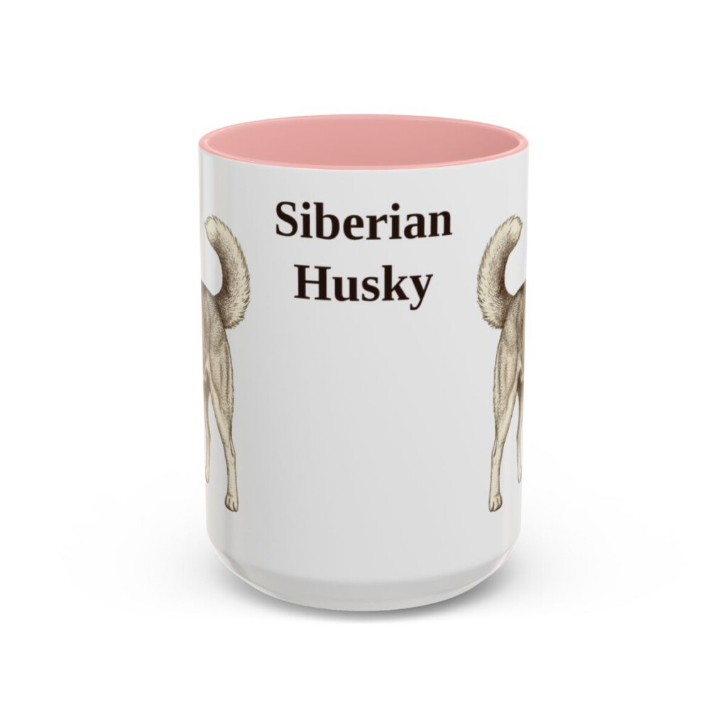 15oz Siberian Husky Mug, Pink, front view