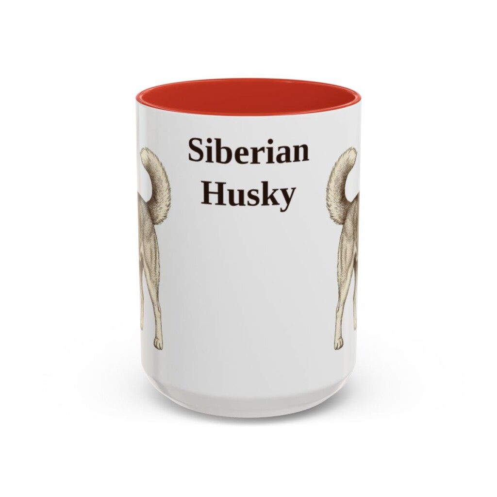 15oz Siberian Husky Mug, Red, front view
