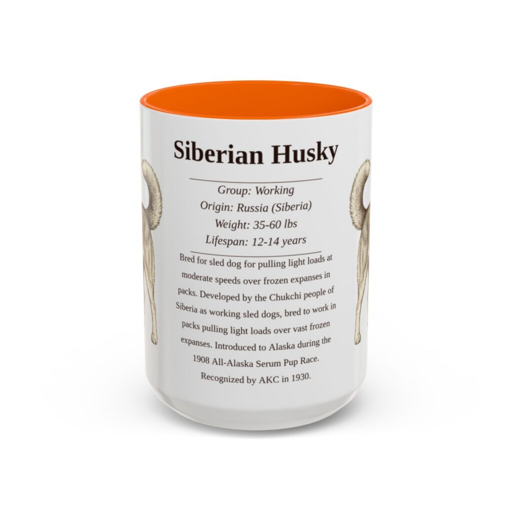 15oz-siberian-husky-mug-writeup-orange 15oz Siberian Husky Mug, Orange, front view