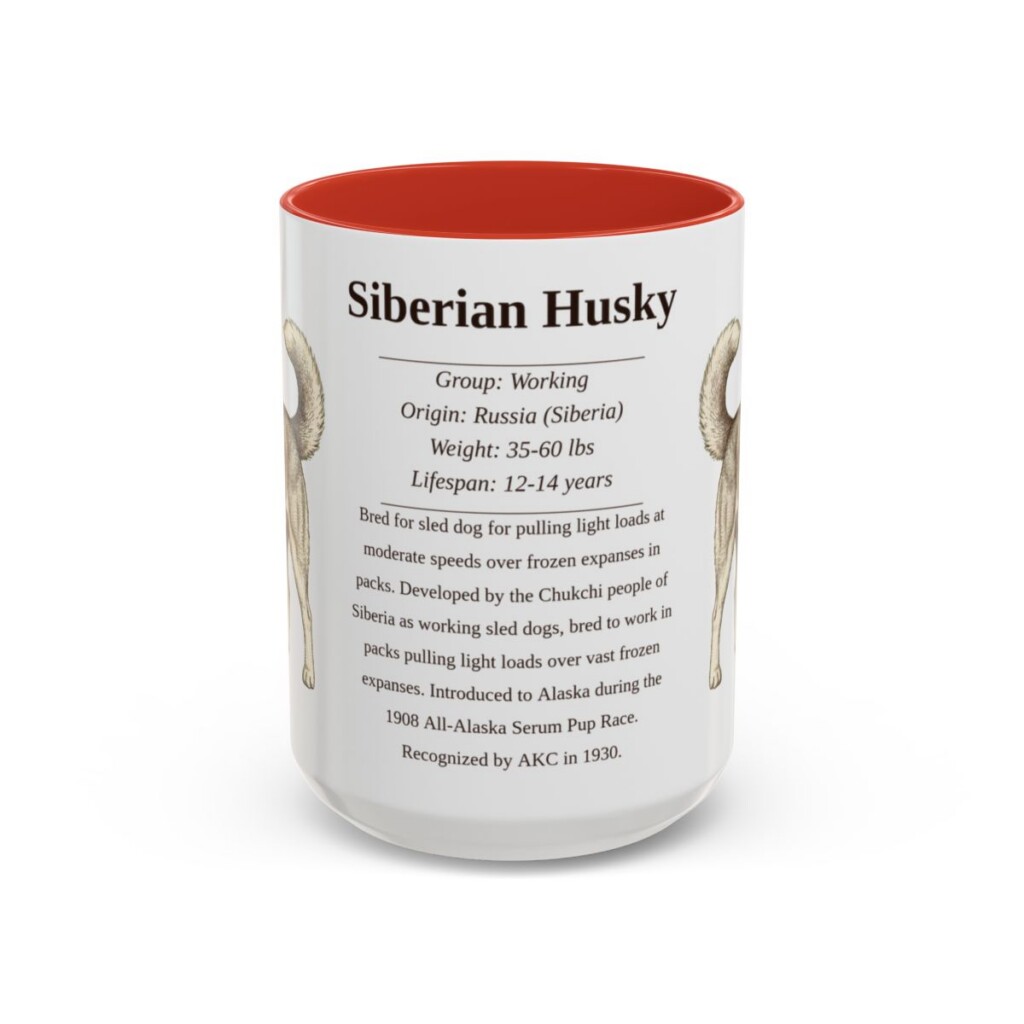 15oz-siberian-husky-mug-writeup-red 15oz Siberian Husky Mug, Red, front view