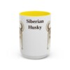 15oz Siberian Husky Mug, Yellow, front view
