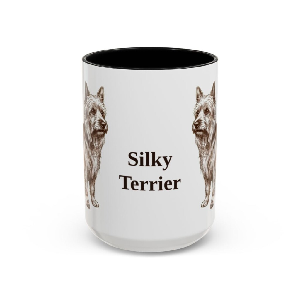 15oz Silky Terrier Mug, Black, front view
