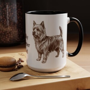 15oz Silky Terrier Dog Dad Mug, Black, lifestyle photo
