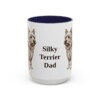 15oz Silky Terrier Dog Dad Mug, Navy, front view