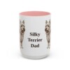 15oz Silky Terrier Dog Dad Mug, Pink, front view