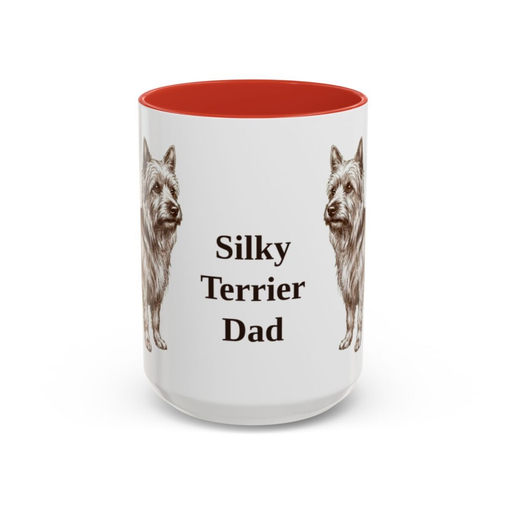 15oz Silky Terrier Dog Dad Mug, Red, front view