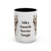 15oz Funny Silky Terrier Mug, Black, front view