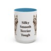 15oz Funny Silky Terrier Mug, Light Blue, front view