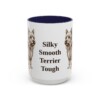 15oz Funny Silky Terrier Mug, Navy, front view