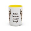 15oz Funny Silky Terrier Mug, Yellow, front view