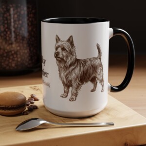 15oz Silky Terrier Latin Mug, Black, lifestyle photo