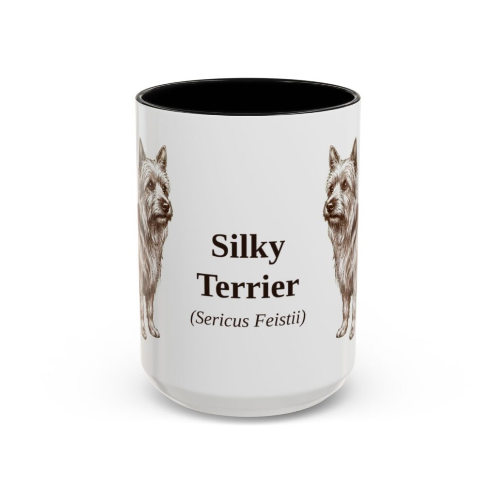 15oz Silky Terrier Latin Mug, Black, front view