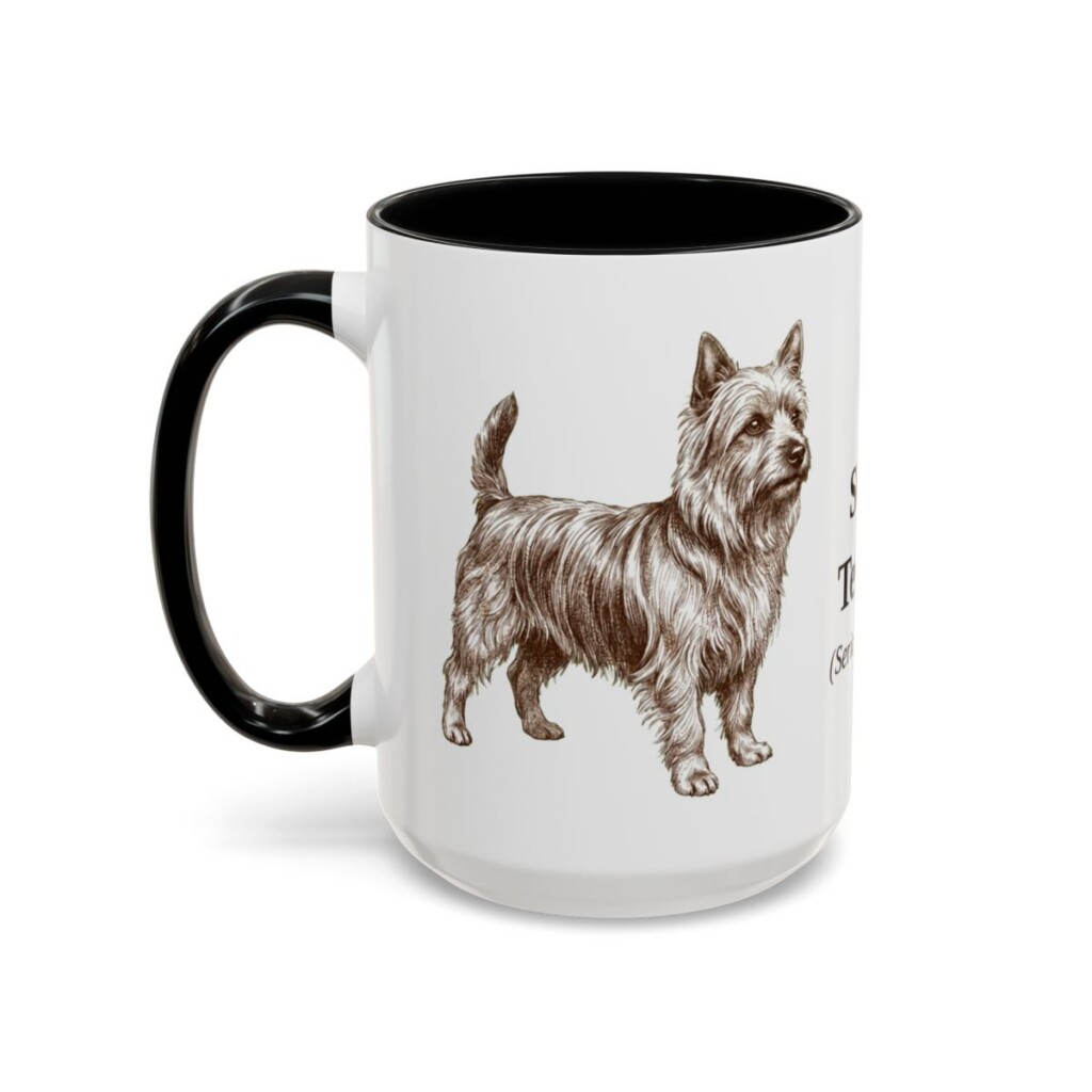 15oz Silky Terrier Latin Mug, Black, left side view