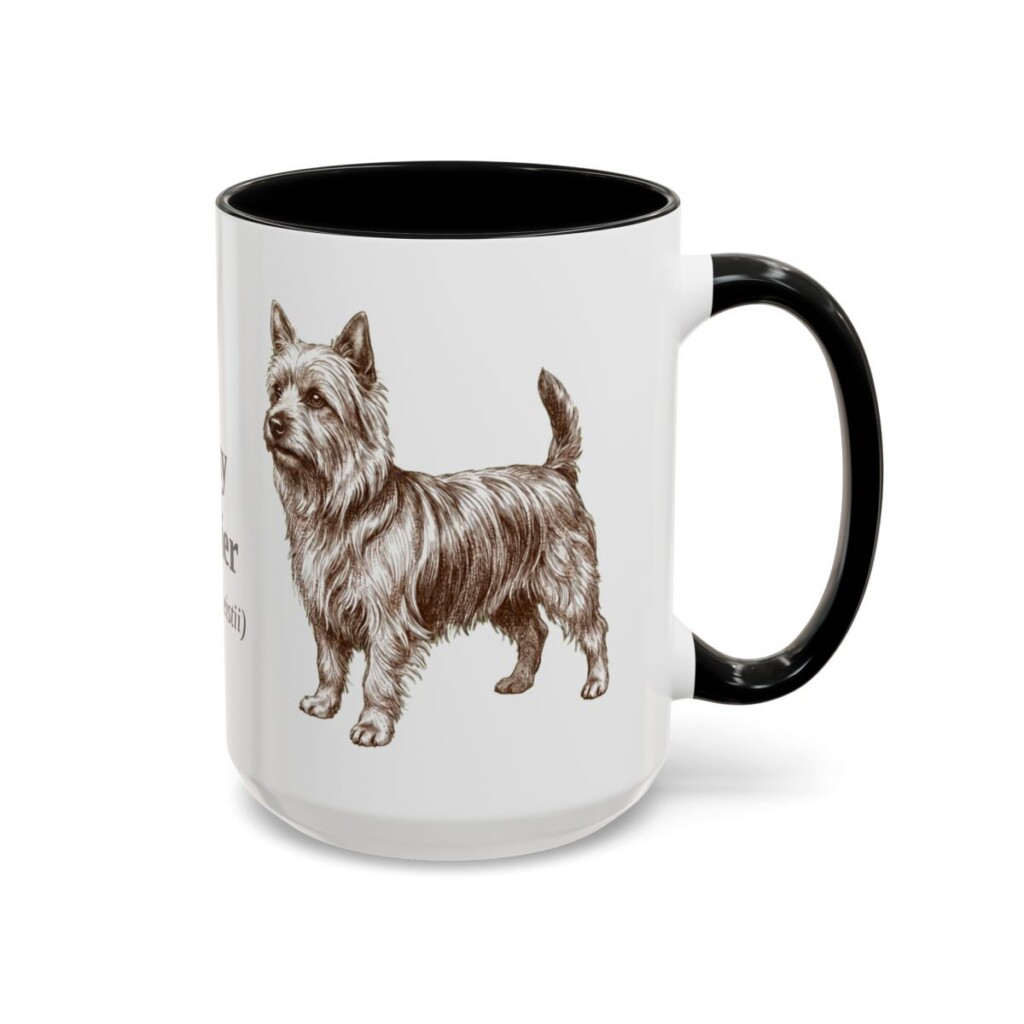 15oz Silky Terrier Latin Mug, Black, right side view