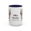 15oz Silky Terrier Latin Mug, Navy, front view