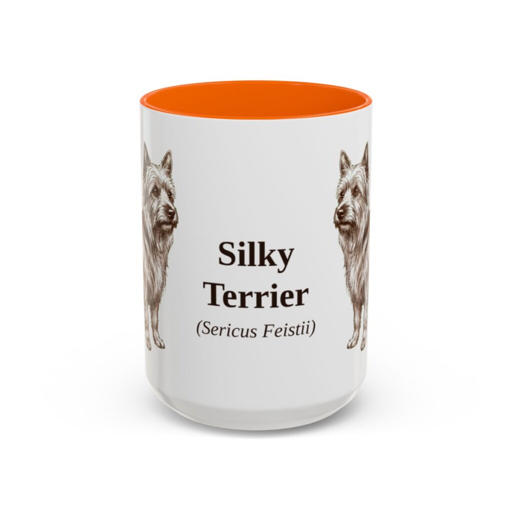 15oz Silky Terrier Latin Mug, Orange, front view