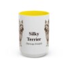 15oz Silky Terrier Latin Mug, Yellow, front view