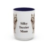15oz-silky-terrier-mug-mom-navy 15oz Silky Terrier Dog Mom Mug, Navy, front view