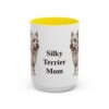 15oz-silky-terrier-mug-mom-yellow 15oz Silky Terrier Dog Mom Mug, Yellow, front view