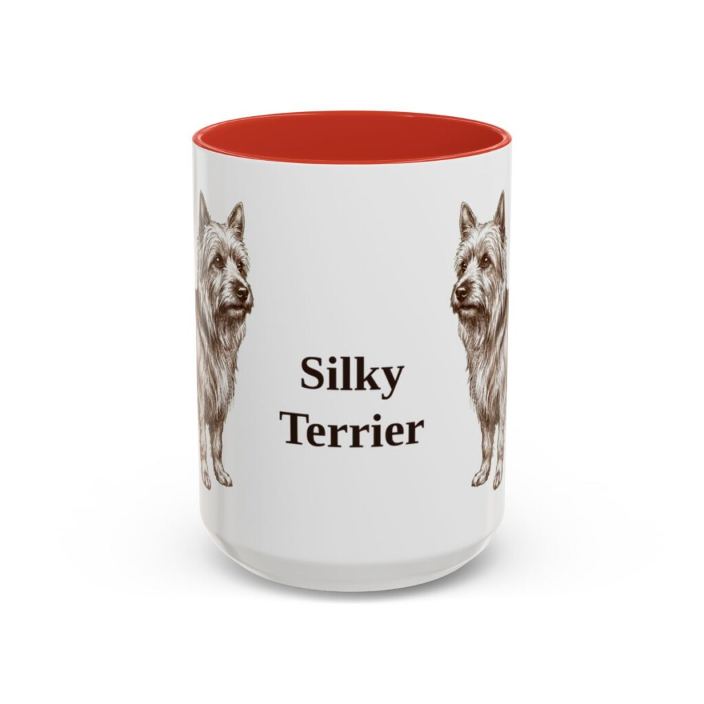 15oz Silky Terrier Mug, Red, front view