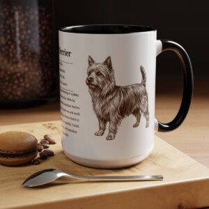 15oz Silky Terrier Mug, Black, lifestyle photo