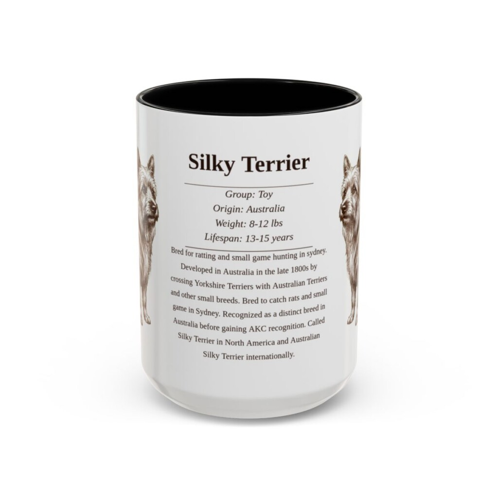15oz Silky Terrier Mug, Black, front view