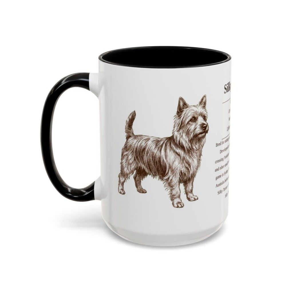15oz Silky Terrier Mug, Black, left side view